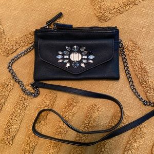 Black Express jeweled envelope purse